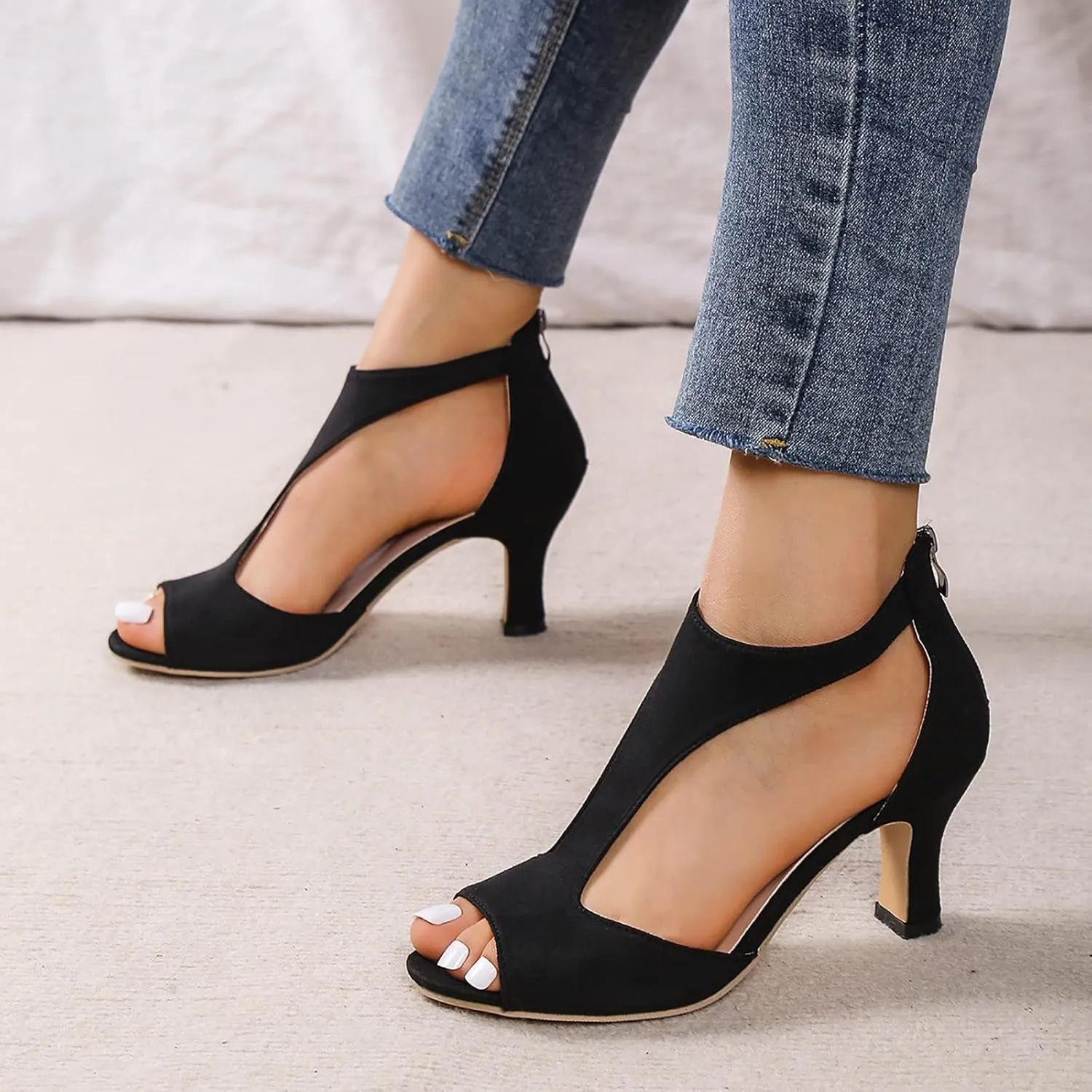 Platform Heels High Strappy Stiletto Open Toe Heel Wedding Bridal Prom Party Heeled Sandals Dress Shoes for Women Comfortable Sexy Fashion Heels (1-Black, 9.5)