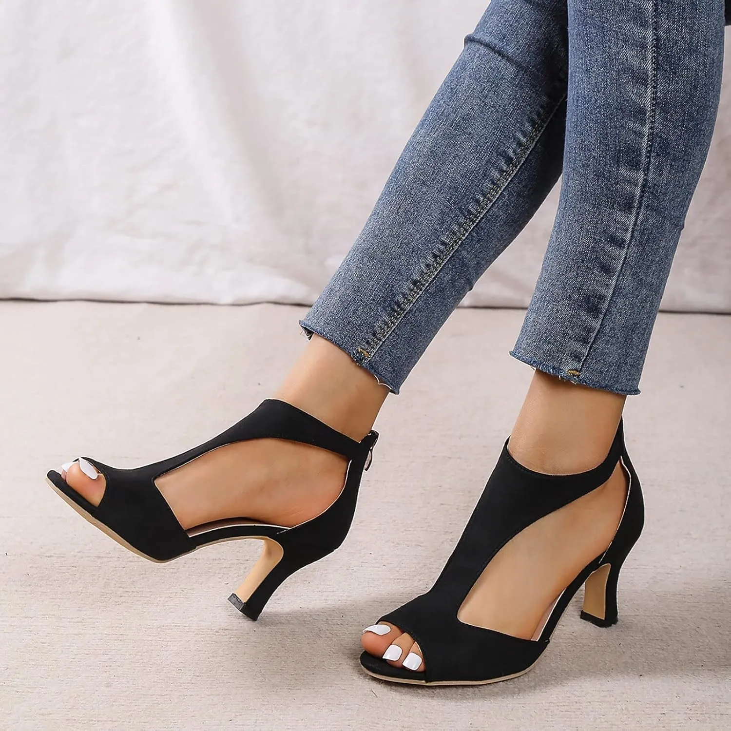 Platform Heels High Strappy Stiletto Open Toe Heel Wedding Bridal Prom Party Heeled Sandals Dress Shoes for Women Comfortable Sexy Fashion Heels (1-Black, 9.5)