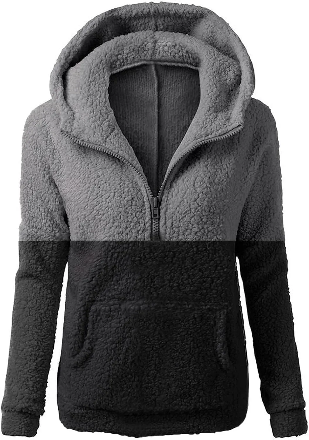Plush Hoodie Long Sleeve Coats for Women Sweaters Solid Color Fleece Outerwear Pockets Hooded Pullover Cardigans