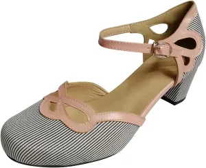 Polka Dot Mary Jane Shoes Ladies Dressy Round Toe Pumps Chunky Low Heels Sweet Ankle Strap Sexy Party Dress Shoes