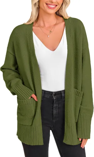 PRETTYGARDEN Women's 2024 Fall Fashion Knit Cardigan Sweaters Long Sleeve V Neck Open Front Winter Sweater Jacket with Scarf