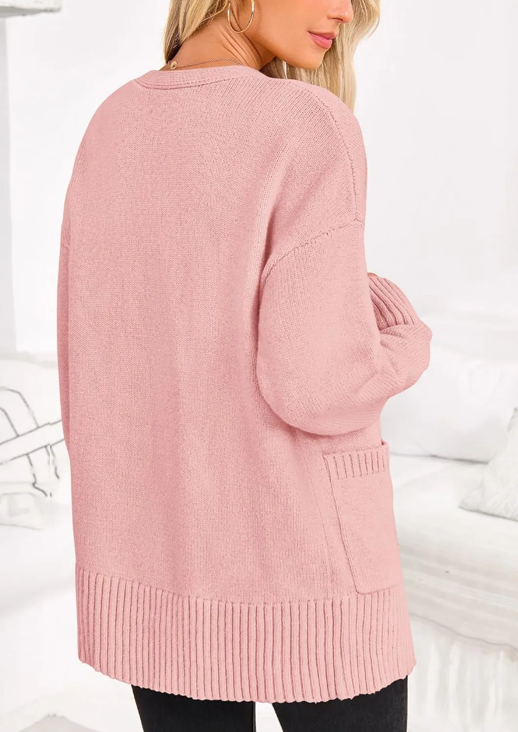 PRETTYGARDEN Women's 2024 Fall Fashion Knit Cardigan Sweaters Long Sleeve V Neck Open Front Winter Sweater Jacket with Scarf