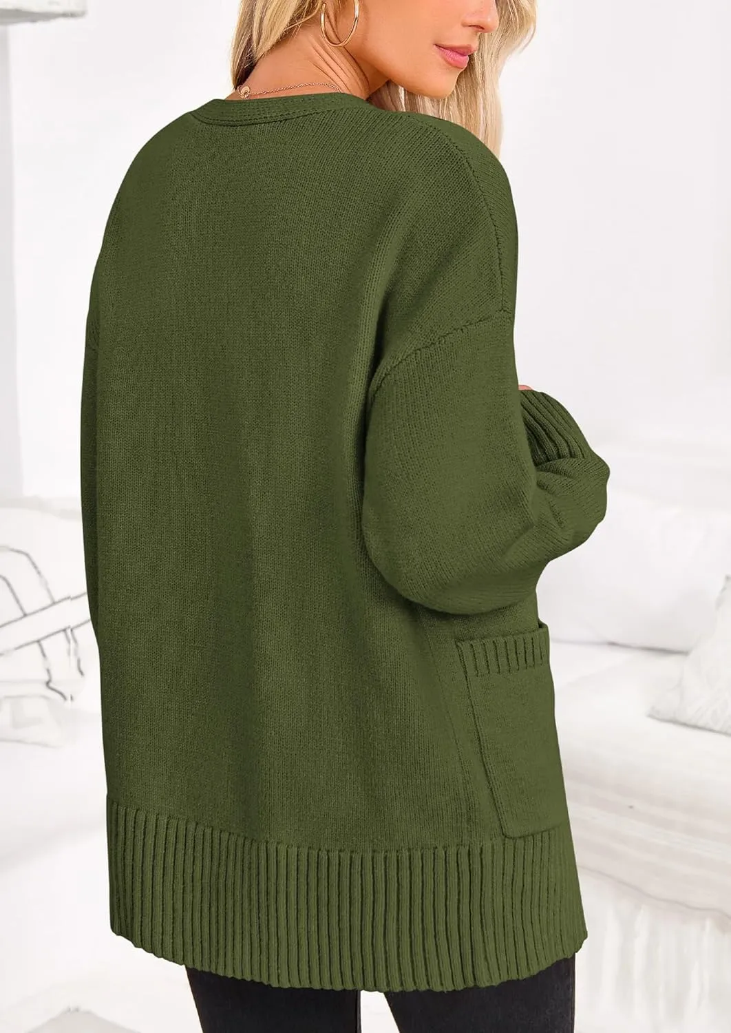 PRETTYGARDEN Women's 2024 Fall Fashion Knit Cardigan Sweaters Long Sleeve V Neck Open Front Winter Sweater Jacket with Scarf