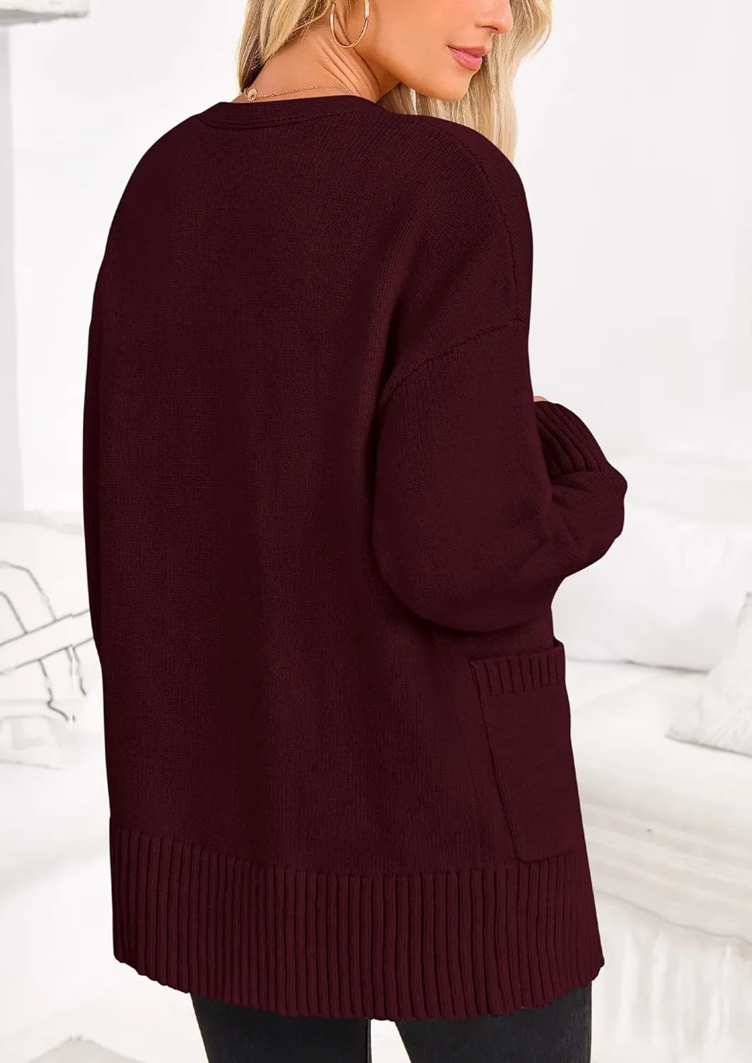 PRETTYGARDEN Women's 2024 Fall Fashion Knit Cardigan Sweaters Long Sleeve V Neck Open Front Winter Sweater Jacket with Scarf