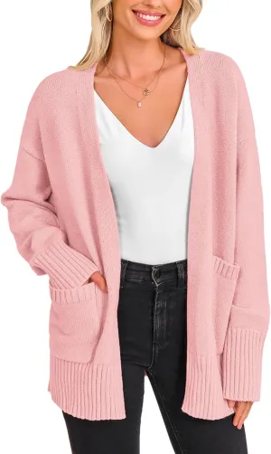 PRETTYGARDEN Women's 2024 Fall Fashion Knit Cardigan Sweaters Long Sleeve V Neck Open Front Winter Sweater Jacket with Scarf