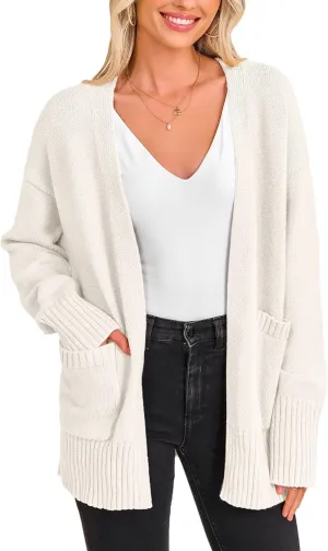 PRETTYGARDEN Women's 2024 Fall Fashion Knit Cardigan Sweaters Long Sleeve V Neck Open Front Winter Sweater Jacket with Scarf