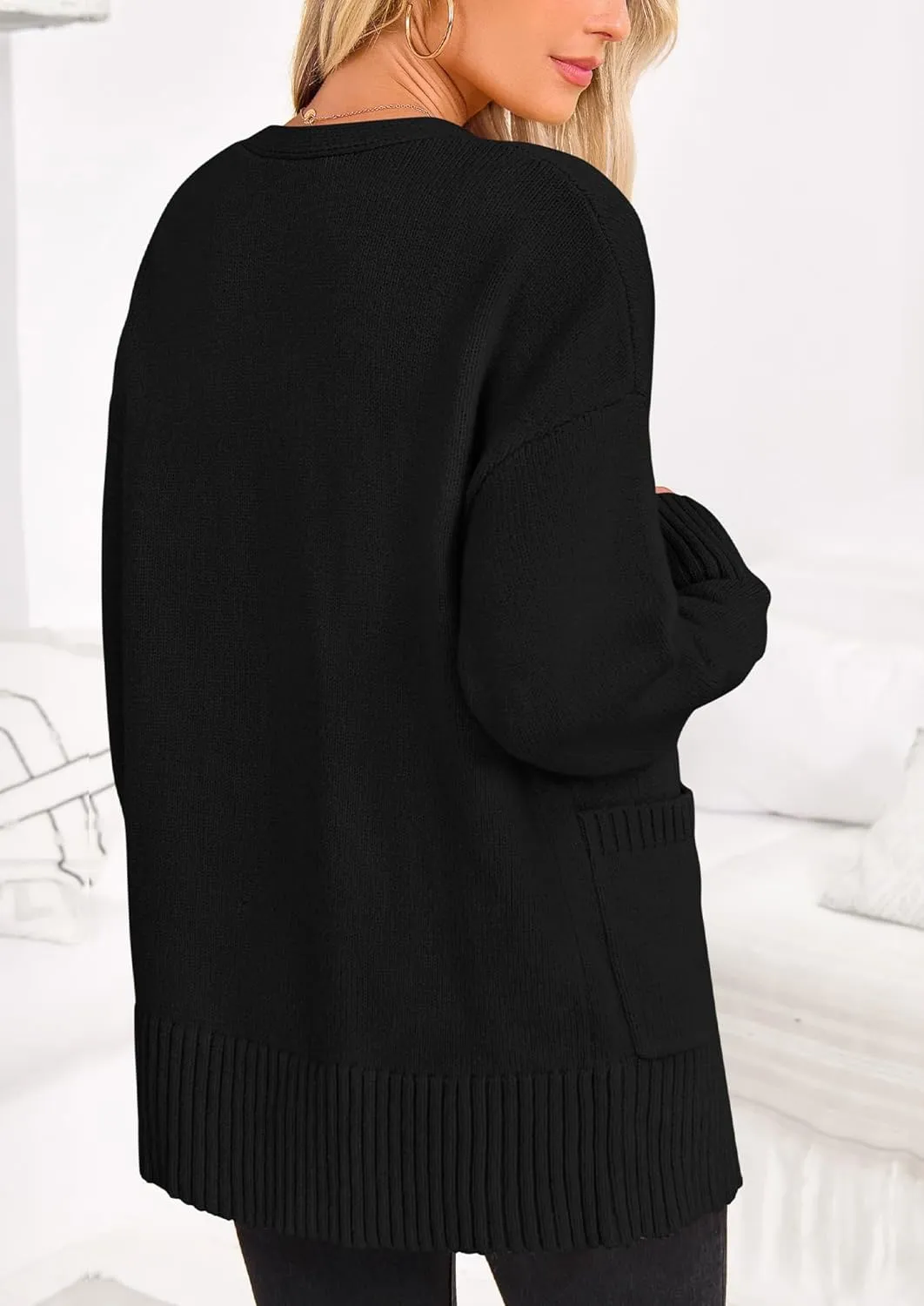 PRETTYGARDEN Women's 2024 Fall Fashion Knit Cardigan Sweaters Long Sleeve V Neck Open Front Winter Sweater Jacket with Scarf