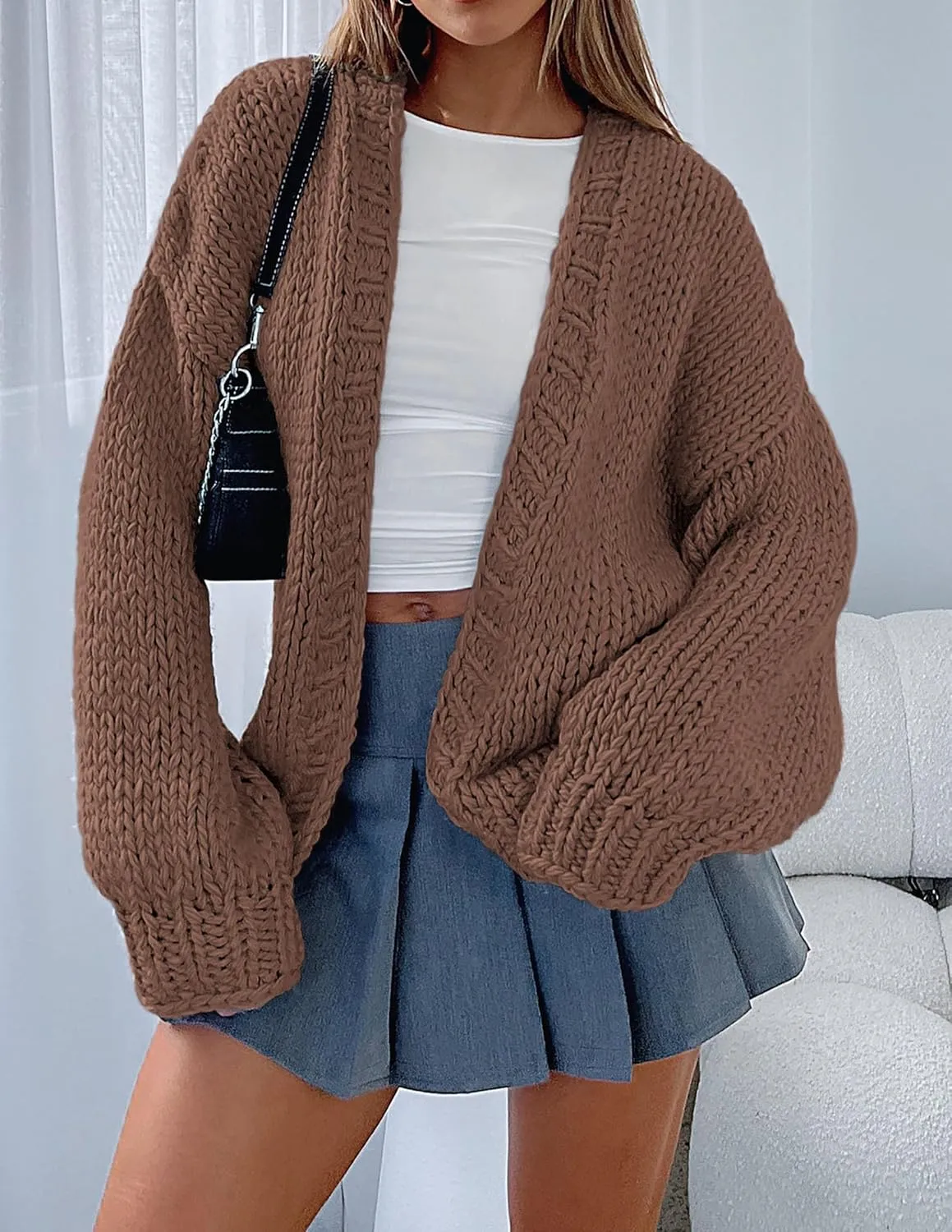 PRETTYGARDEN Womens Cardigan Sweaters 2025 Spring Fall Trendy Chunky Knit Outerwear Outfits Fashion Long Sleeve Cardigans