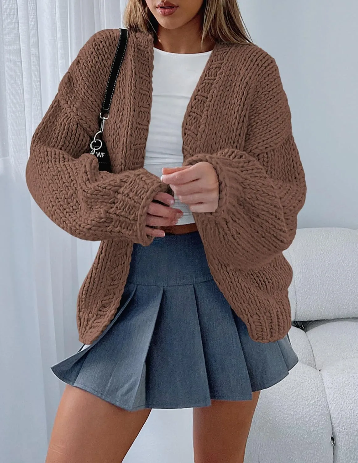 PRETTYGARDEN Womens Cardigan Sweaters 2025 Spring Fall Trendy Chunky Knit Outerwear Outfits Fashion Long Sleeve Cardigans