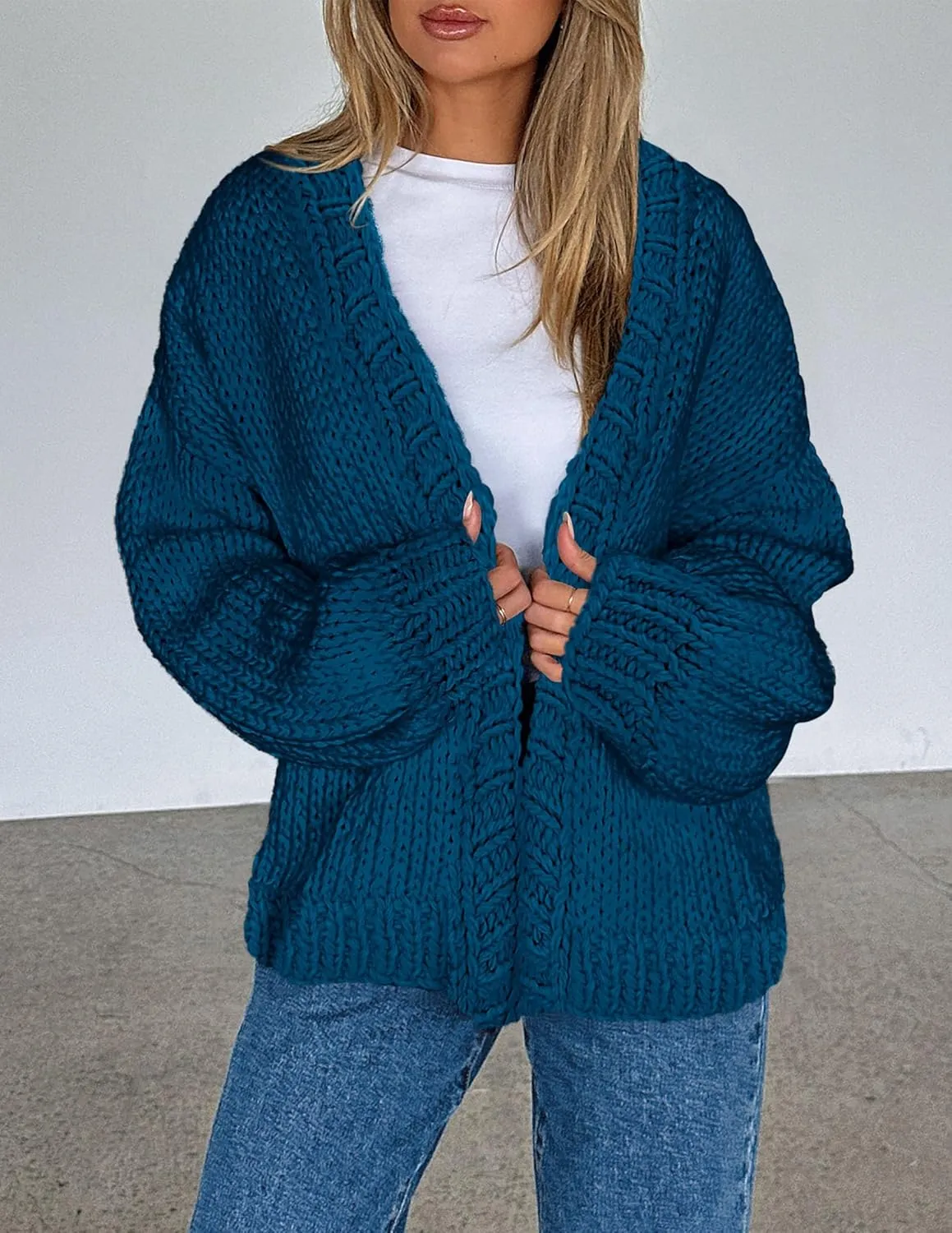 PRETTYGARDEN Womens Cardigan Sweaters 2025 Spring Fall Trendy Chunky Knit Outerwear Outfits Fashion Long Sleeve Cardigans
