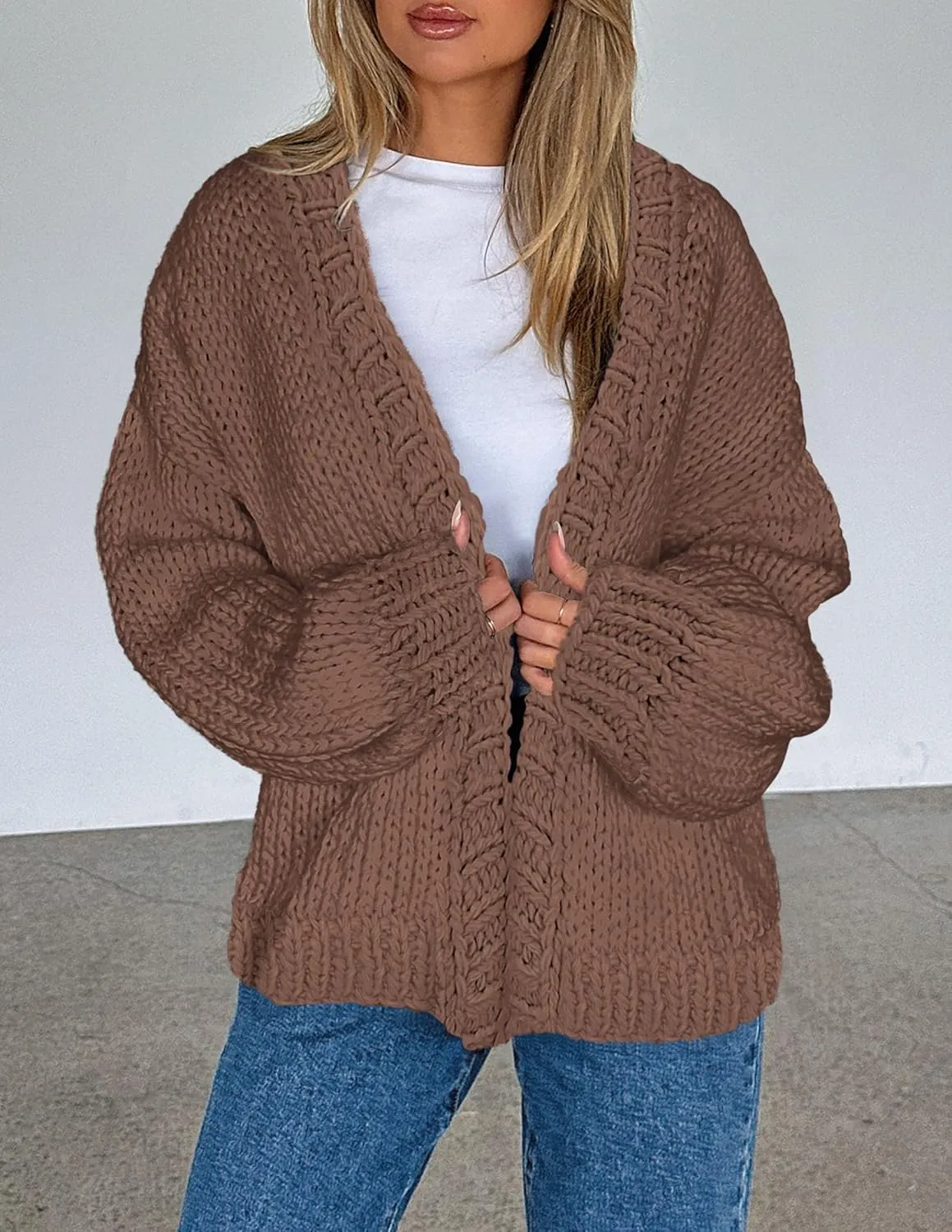 PRETTYGARDEN Womens Cardigan Sweaters 2025 Spring Fall Trendy Chunky Knit Outerwear Outfits Fashion Long Sleeve Cardigans