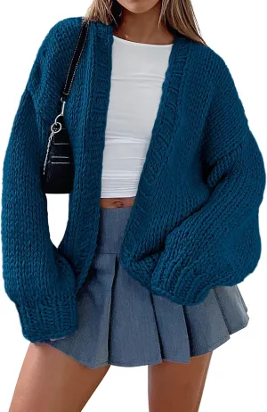 PRETTYGARDEN Womens Cardigan Sweaters 2025 Spring Fall Trendy Chunky Knit Outerwear Outfits Fashion Long Sleeve Cardigans