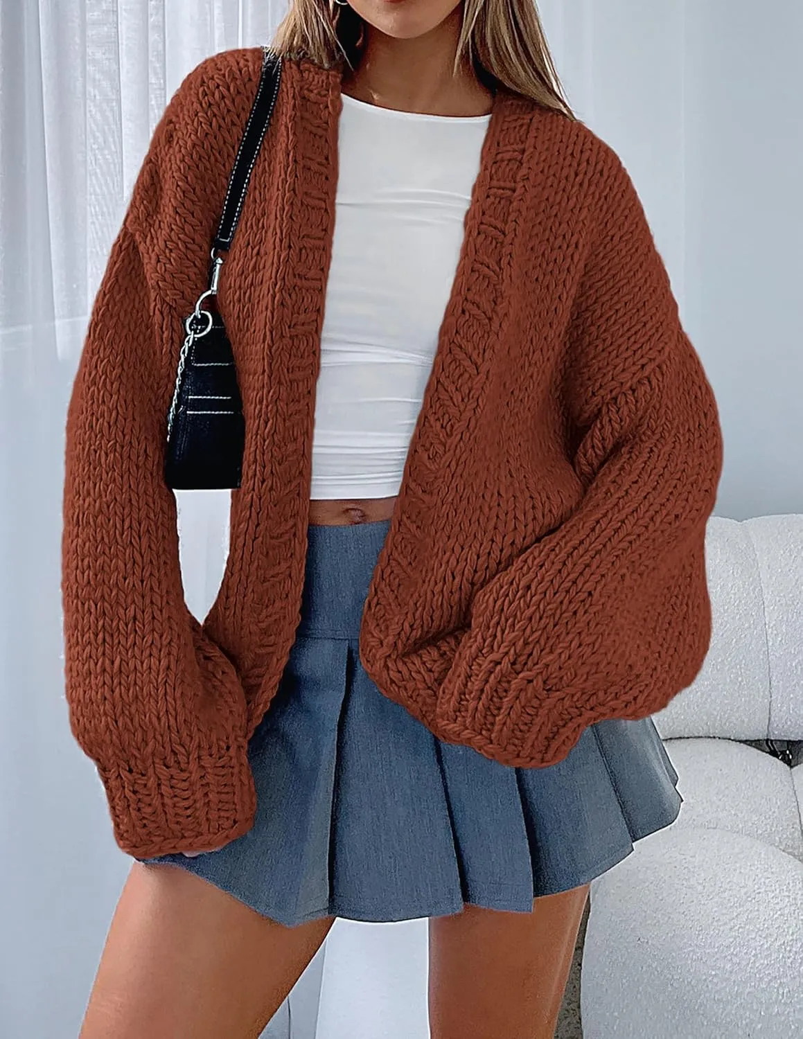PRETTYGARDEN Womens Cardigan Sweaters 2025 Spring Fall Trendy Chunky Knit Outerwear Outfits Fashion Long Sleeve Cardigans