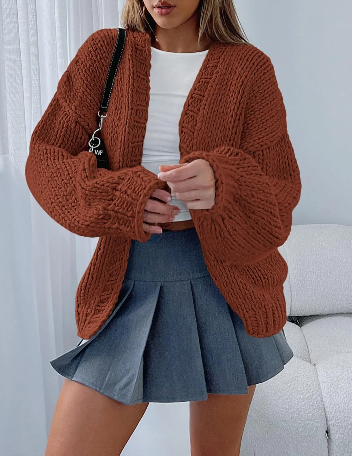PRETTYGARDEN Womens Cardigan Sweaters 2025 Spring Fall Trendy Chunky Knit Outerwear Outfits Fashion Long Sleeve Cardigans