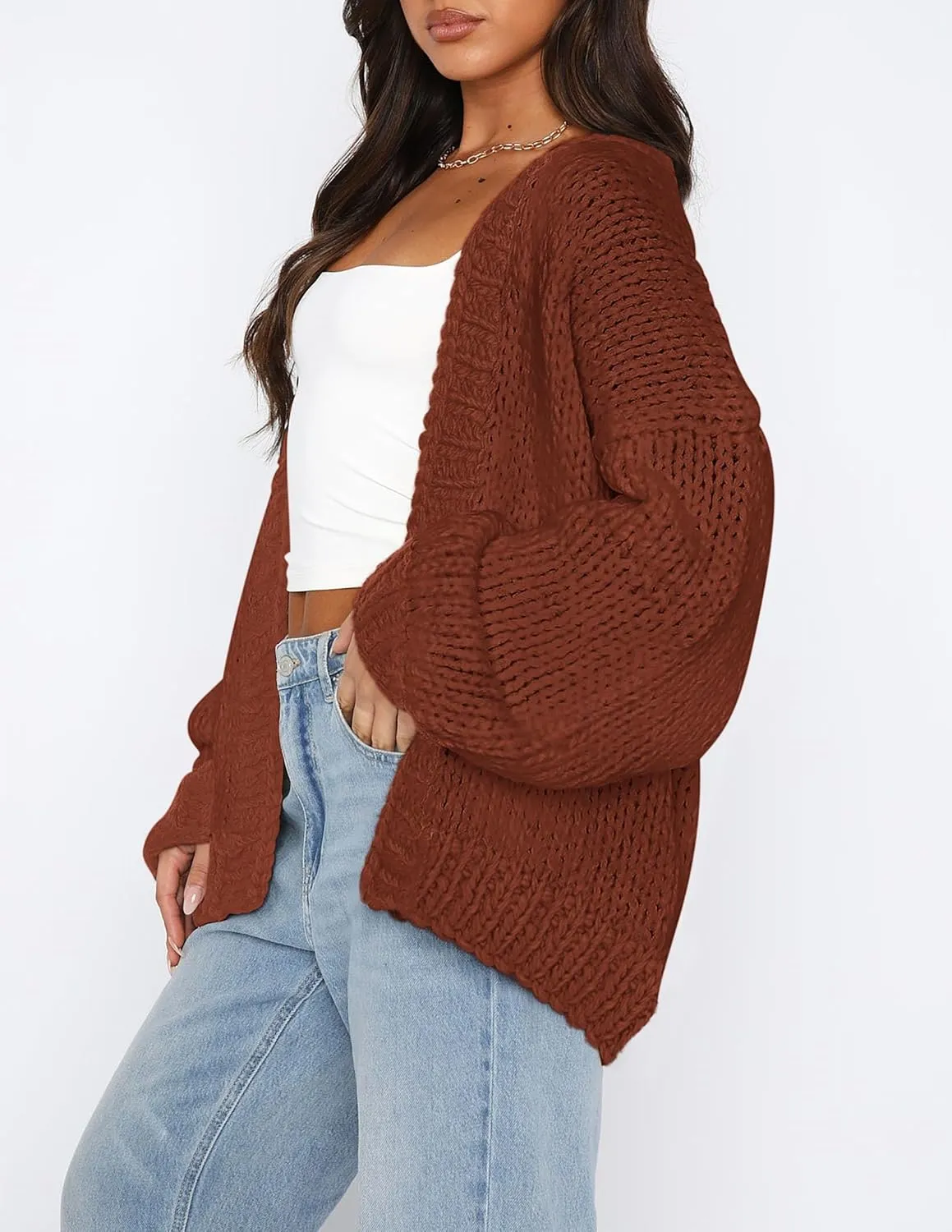 PRETTYGARDEN Womens Cardigan Sweaters 2025 Spring Fall Trendy Chunky Knit Outerwear Outfits Fashion Long Sleeve Cardigans