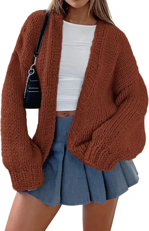 PRETTYGARDEN Womens Cardigan Sweaters 2025 Spring Fall Trendy Chunky Knit Outerwear Outfits Fashion Long Sleeve Cardigans
