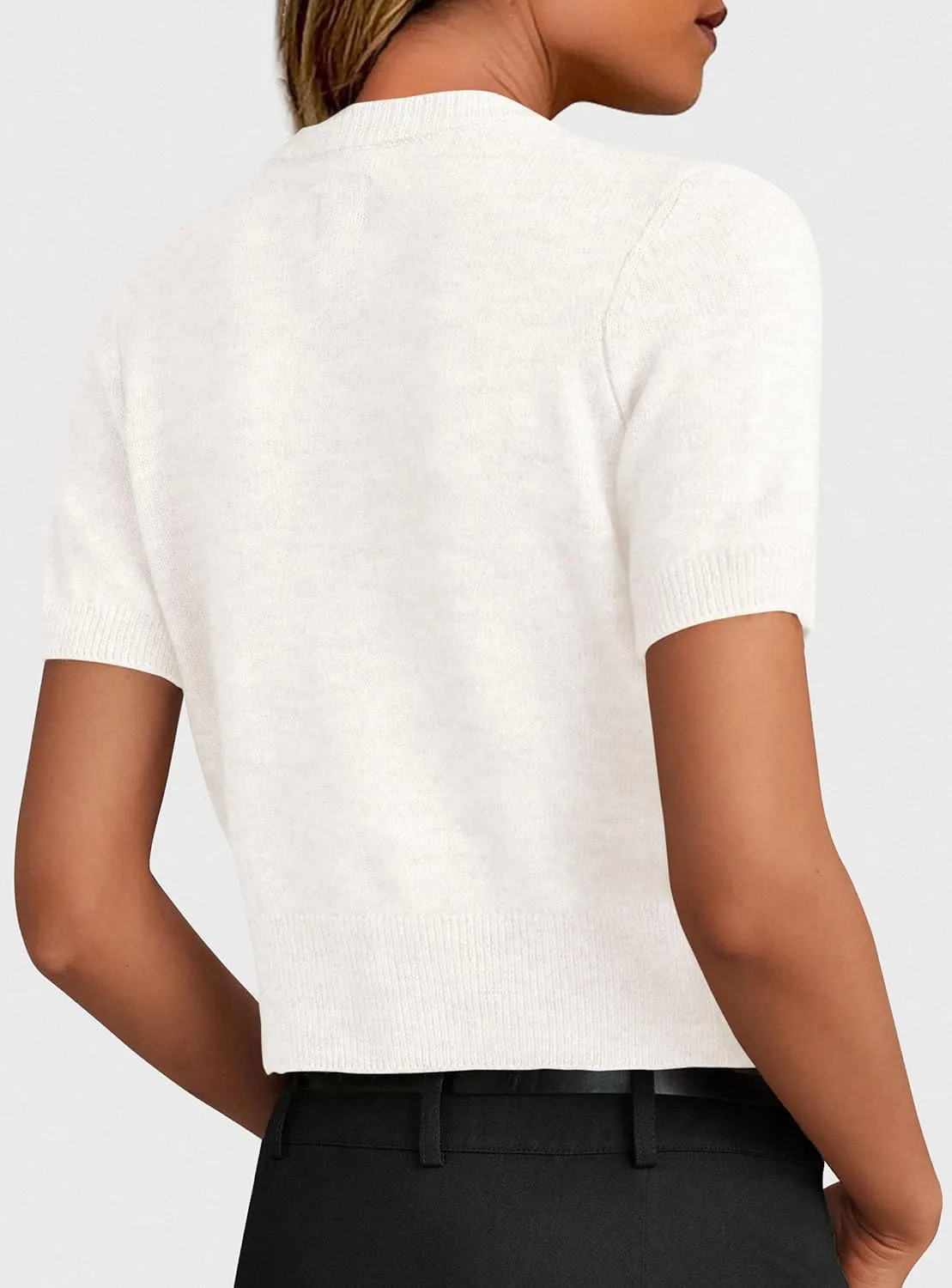 PRETTYGARDEN Womens Casual Summer Short Sleeve Cardigans 2025 Button Down Knitted Sweater Basic Crew Neck Crop Tops