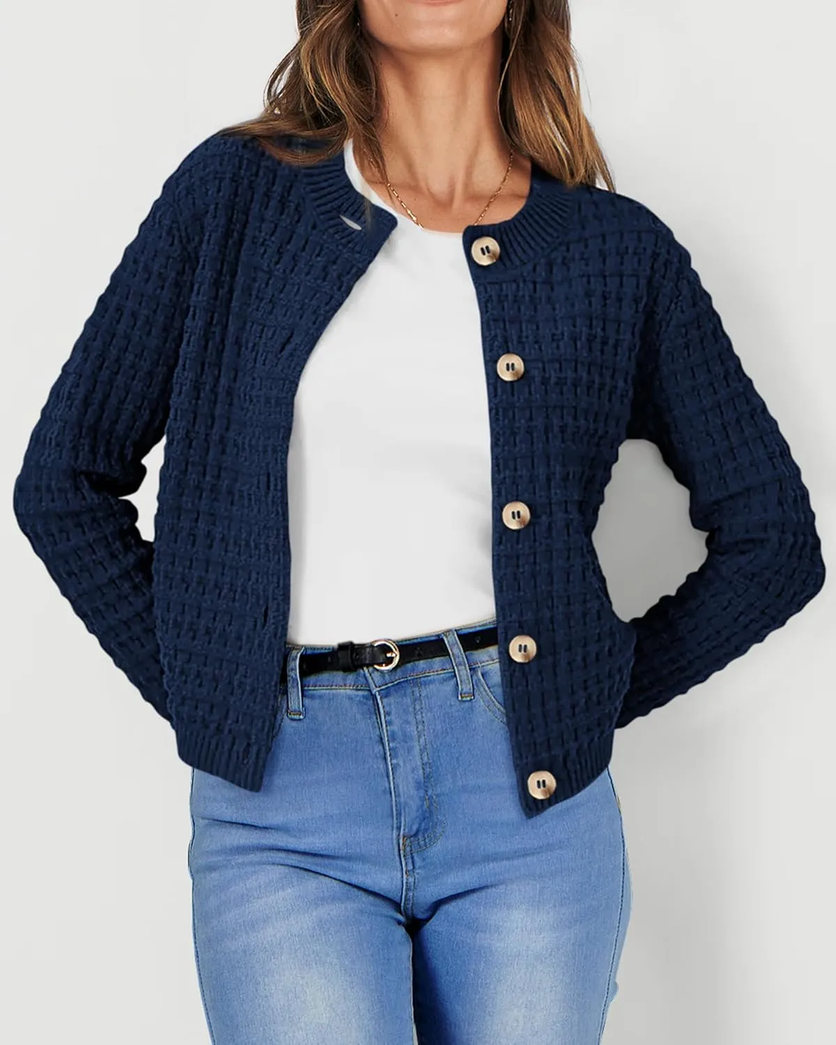 PRETTYGARDEN Women's Knit Cardigan Sweaters Casual Long Sleeve Open Front Button Down Trendy Jackets Outerwear