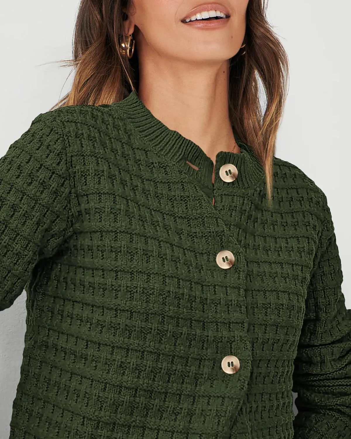 PRETTYGARDEN Women's Knit Cardigan Sweaters Casual Long Sleeve Open Front Button Down Trendy Jackets Outerwear