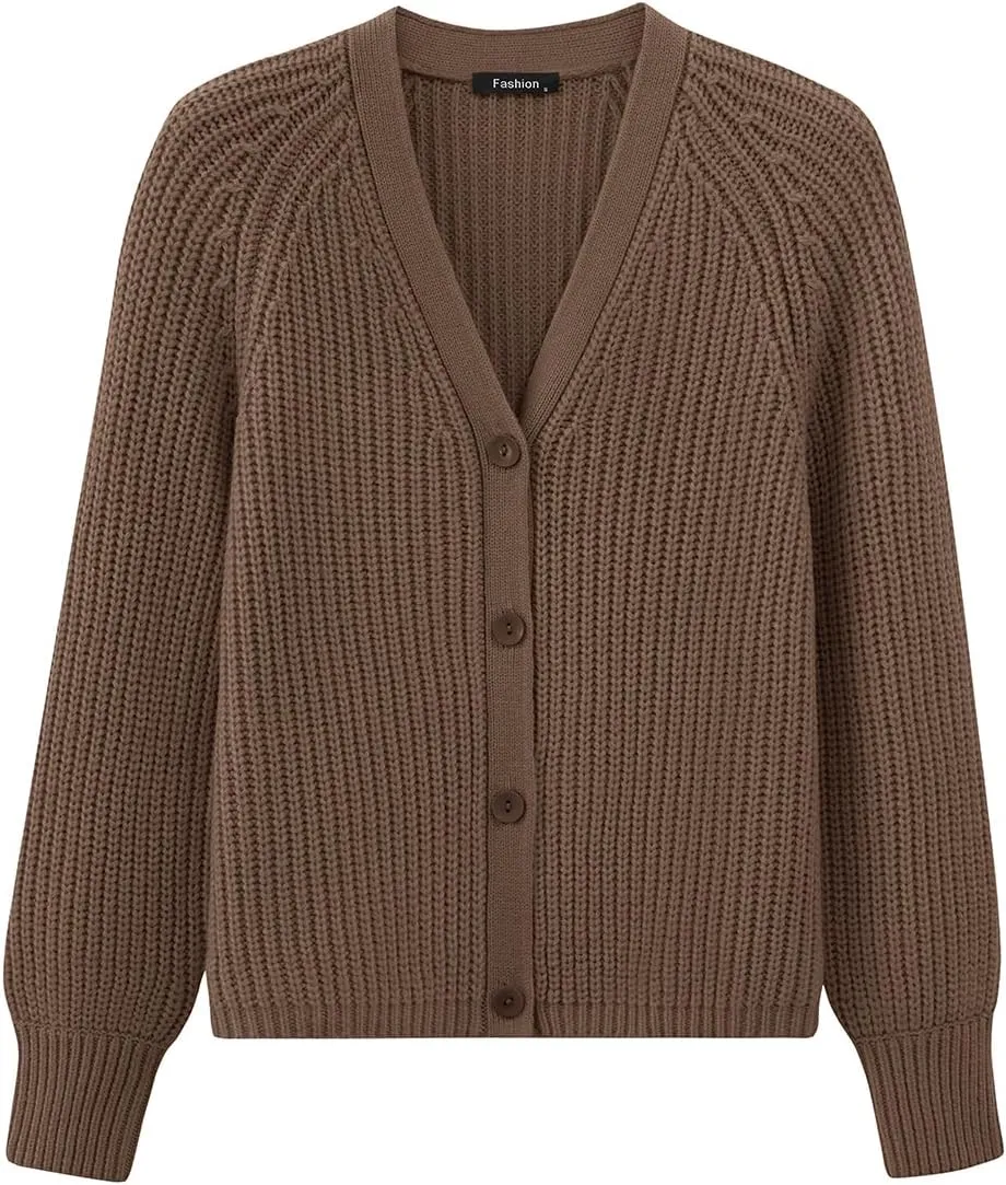 PRETTYGARDEN Womens Sweaters 2025 Long Sleeve Open Front Chunky Cardigan Sweaters for Women Dressy Short Cardigans
