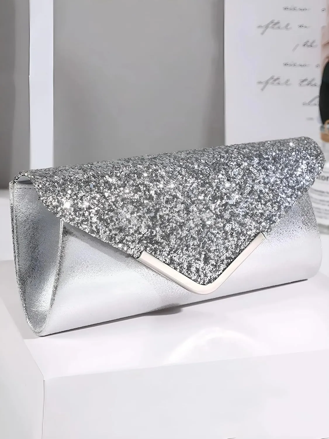 Prom Jewelry Set- 5pcs Silver Bride Crystal Necklace Earrings Bracelet Evening Clutch Bag Set- Bridal Wedding Jewelry Choker For Women- Ideal For Party
