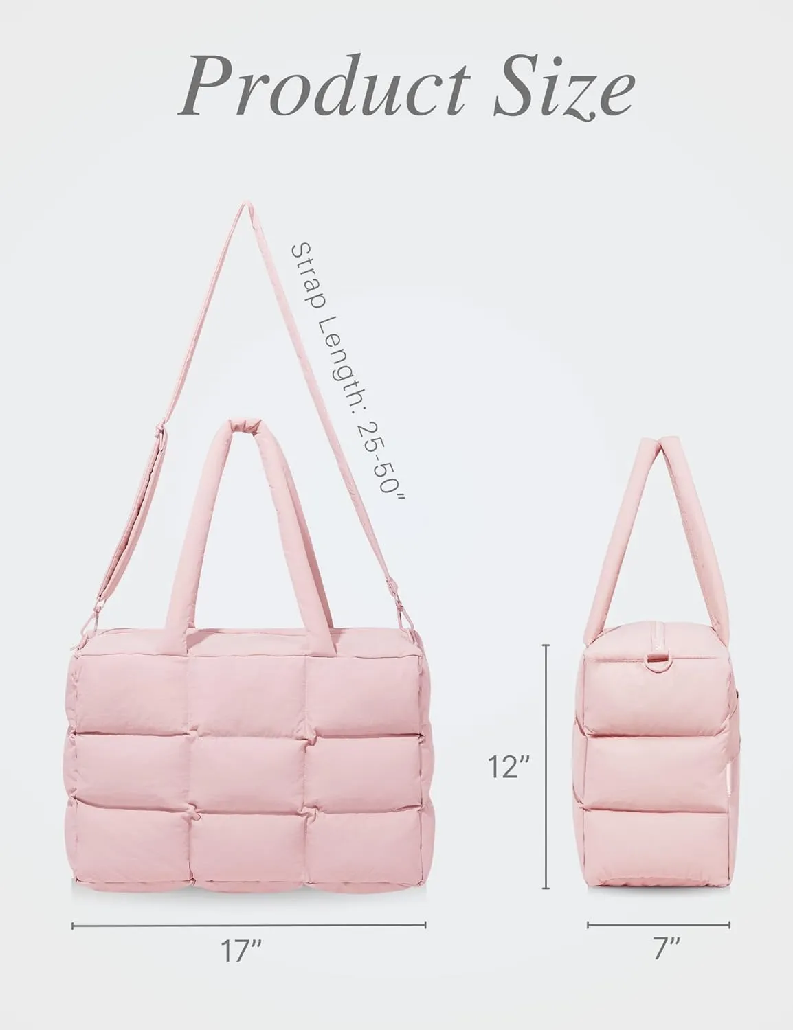 Puffer Tote Bag with Laptop Compartment, Quilted Shoulder Bag for Work Gym, Puffy Travel Carry On Tote with Zipper