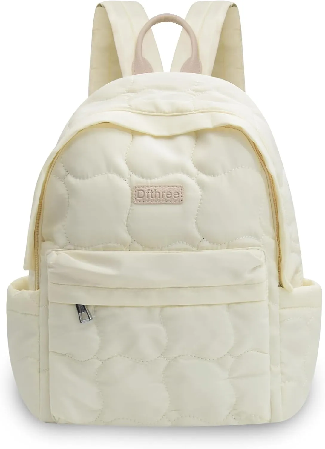 Quilted Backpack for Women, Lightweight Small Soft Puffy Purse Backpack with Compartments, Puffy Bag for Travel, Work, Gym(White)