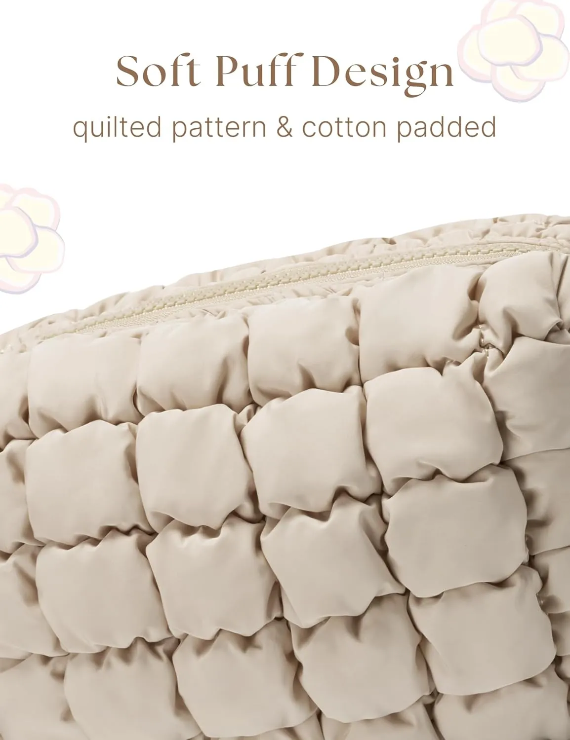 Quilted Makeup Bag Puffy Cosmetic Bag Cute Puffer Travel Toiletry Bag for Women, Large Makeup Pouch for Purse Quilted Cosmetic Pouch for Essentials Toiletries, Christmas for Women, Girls