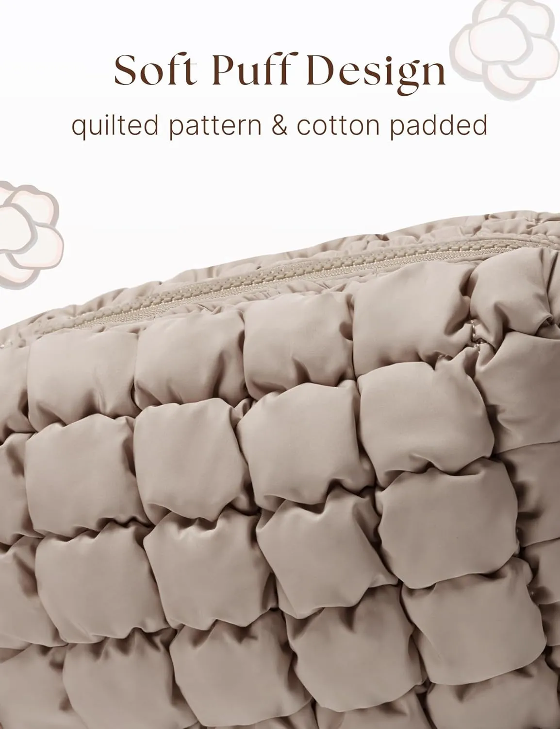 Quilted Makeup Bag Puffy Cosmetic Bag Cute Puffer Travel Toiletry Bag for Women, Large Makeup Pouch for Purse Quilted Cosmetic Pouch for Essentials Toiletries, Christmas for Women, Girls