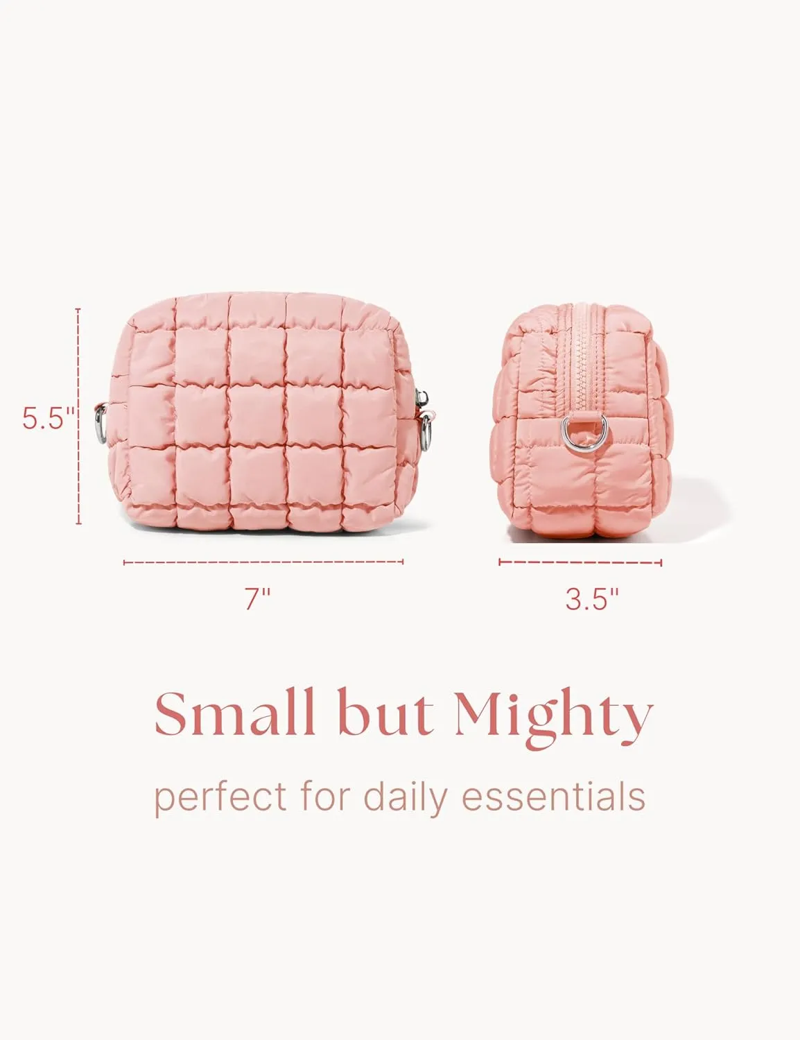 Quilted Makeup Bag Puffy Cosmetic Bag Cute Puffer Travel Toiletry Bag for Women, Small Makeup Pouch for Purse Quilted Cosmetic Pouch for Essentials Toiletries, Christmas Gift for Women, Girls