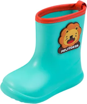 Rain Girls Rubber Rain Boots Shoes Baby Toddler Cartoon Infant Boys Waterproof Baby Shoes (Mint Green, 5-6 Years)