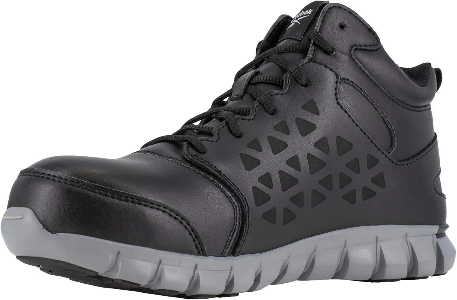 Reebok Work Mens Sublite Cushion Mid Waterproof Composite Toe Eh Work Safety Shoes Casual - Black