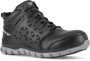 Reebok Work Mens Sublite Cushion Mid Waterproof Composite Toe Eh Work Safety Shoes Casual - Black