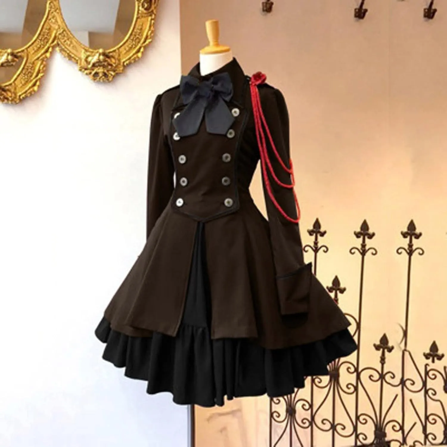 Retro Medieval Dress for Women, Renaissance Princess Long Sleeve Ruffle Hem Costume Flowy Victorian Fairy Retro Dress