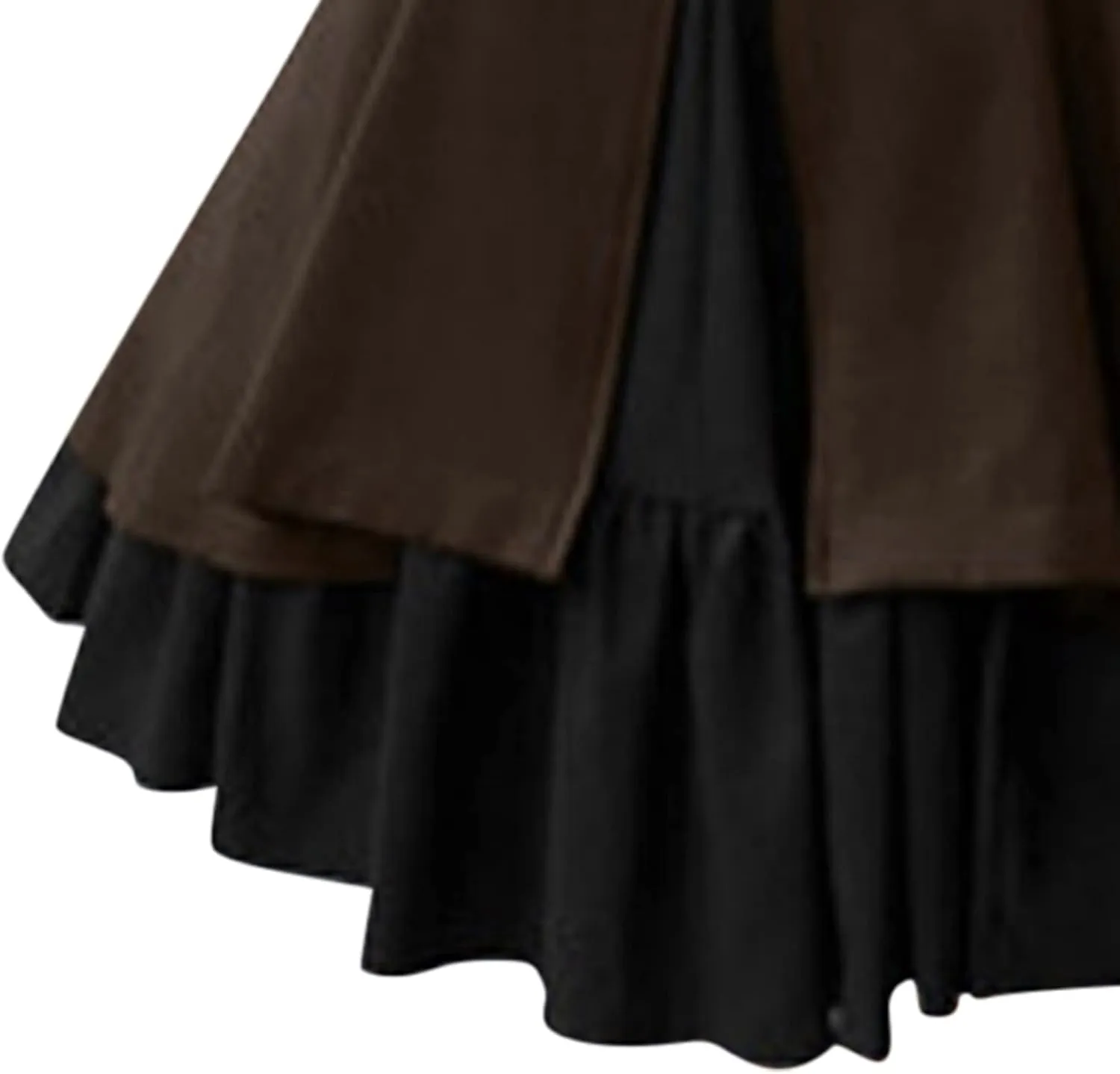 Retro Medieval Dress for Women, Renaissance Princess Long Sleeve Ruffle Hem Costume Flowy Victorian Fairy Retro Dress