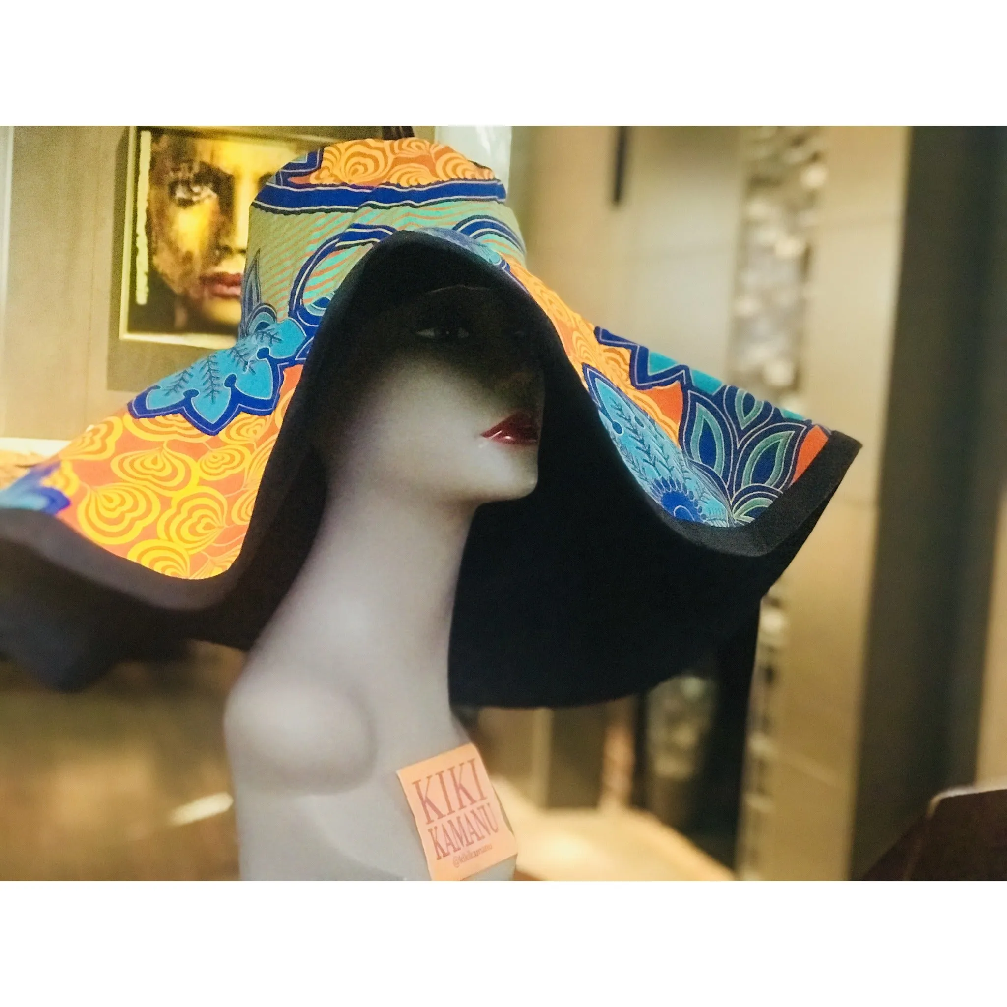 Reversible GoodHeadz Sun Hat/Black Josie Batik Print