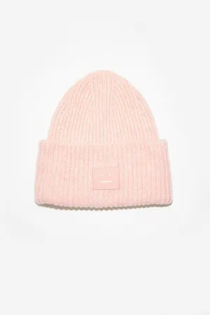 Ribbed Knit Beanie Pink Melange