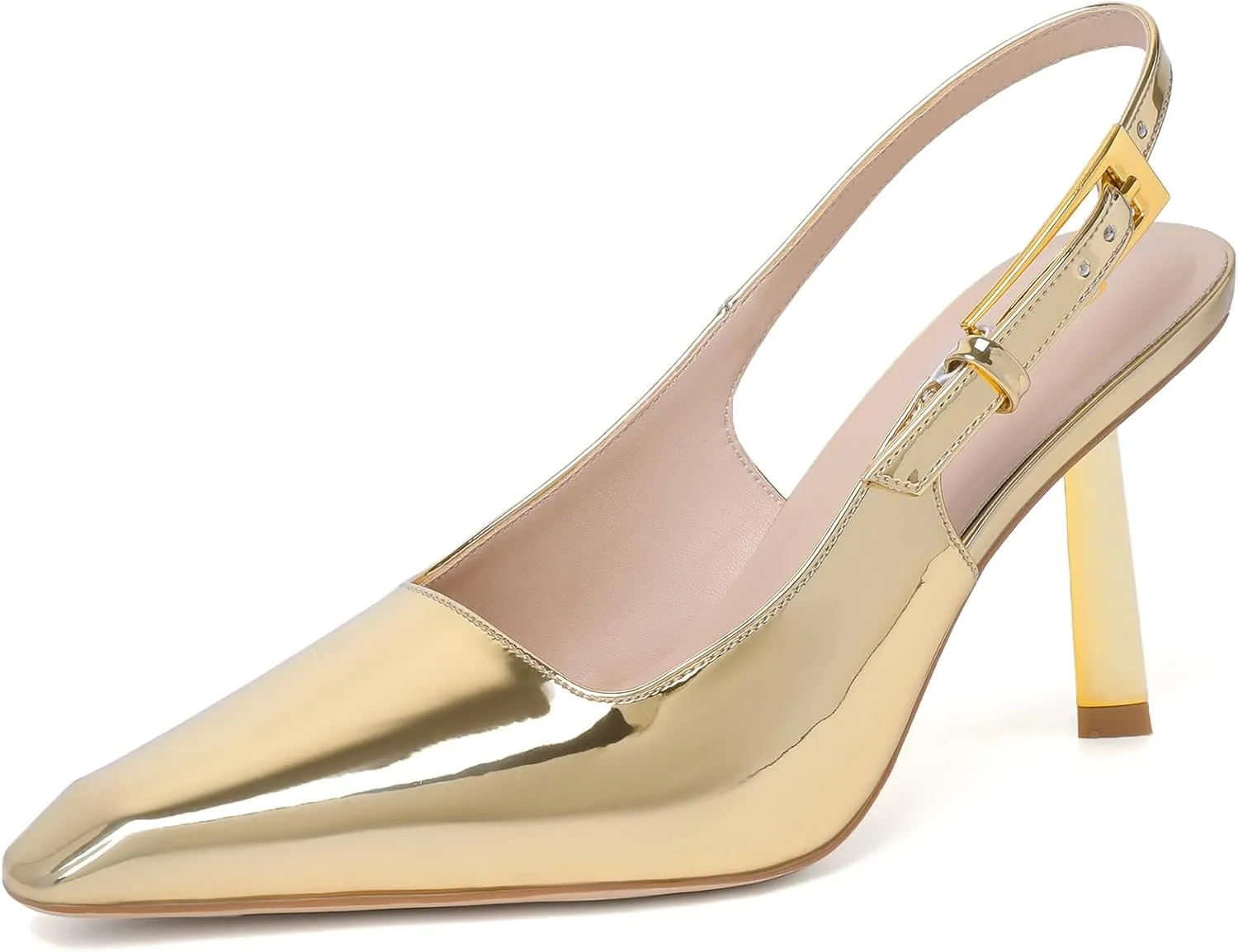 RIBONGZ Slingback Heels for Women Closed Pointed Toe Stiletto High Heels Dress Sexy Pumps Heeled Wedding Bride Prom Party Evening Dressy Shoes