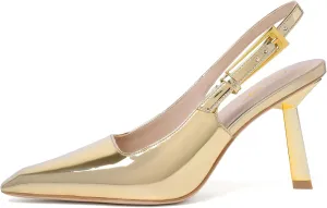 RIBONGZ Slingback Heels for Women Closed Pointed Toe Stiletto High Heels Dress Sexy Pumps Heeled Wedding Bride Prom Party Evening Dressy Shoes