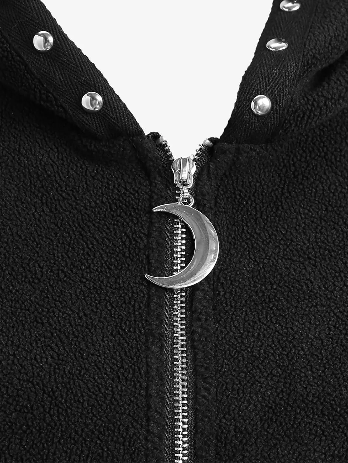 ROSE GAL Rosegal Womens Plus Size Gothic Full Zip Sherpa Fleece Fuzzy Cat Ear Hooded Long Coat with PU Leather Rivets Belt