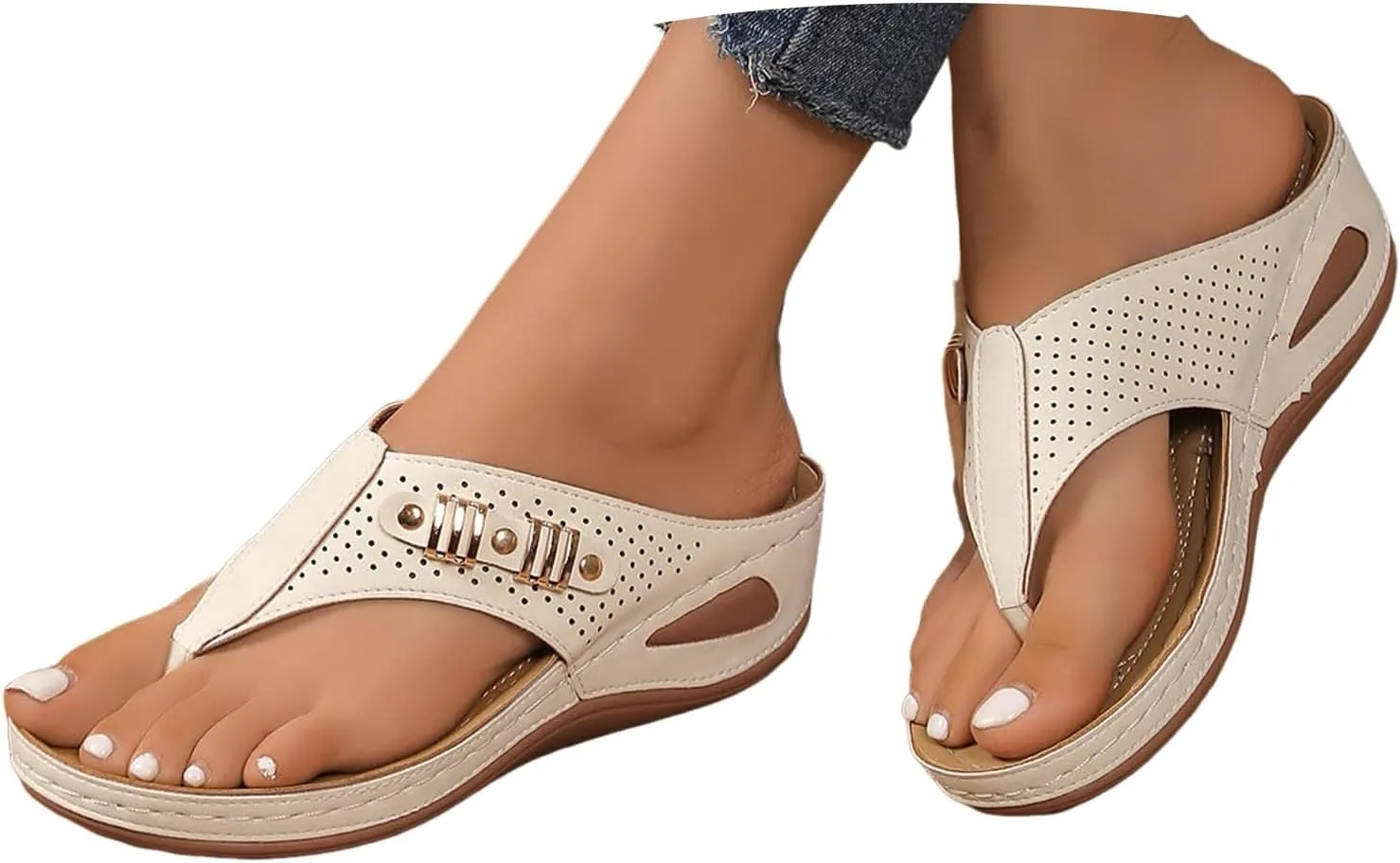 Sandals for Women 2025 Womens Casual Slip on Comfy Wedge Platform Slippers with Arch Support Soft Summer Beach Shoes