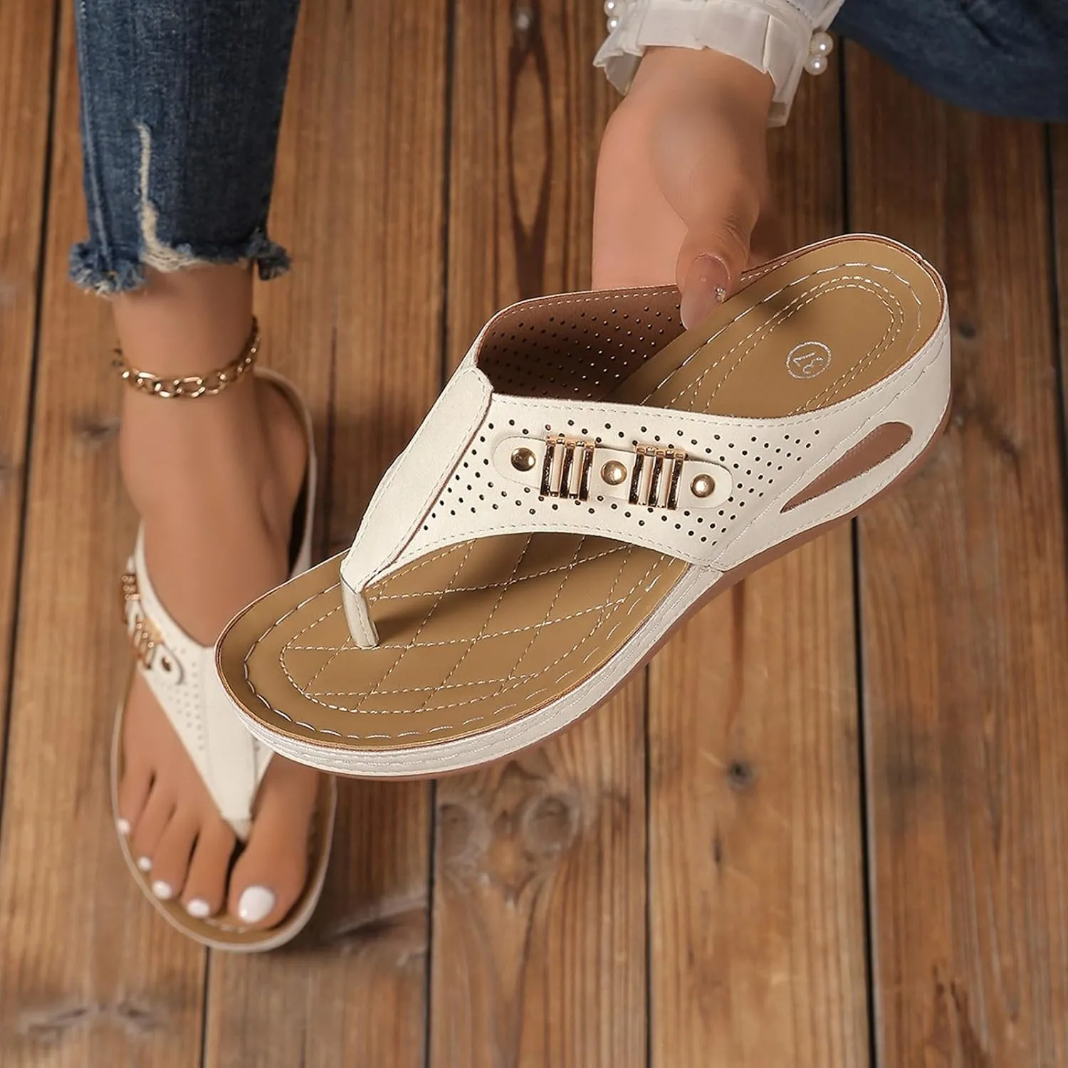 Sandals for Women 2025 Womens Casual Slip on Comfy Wedge Platform Slippers with Arch Support Soft Summer Beach Shoes