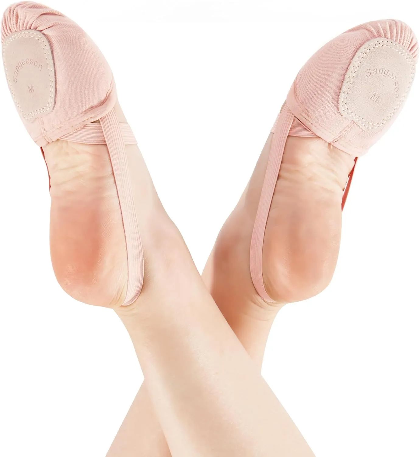 SANGEESON Half Sole Dance Shoes - Stretchy Canvas Pirouette Shoes for Ballet, Lyrical, Modern, Jazz Dance, and Contemporary
