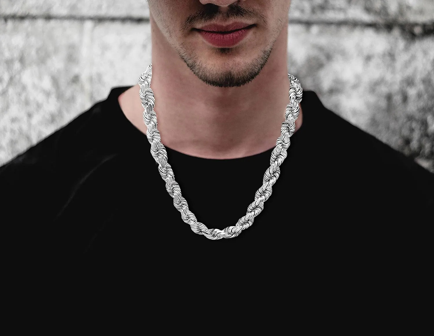 Savlano 925 Sterling Silver 8MM Hollow Italian Rope Diamond Cut Twist Link Chain Necklace for Men & Women Comes with Gift Box- Made in Italy