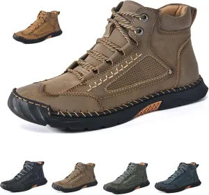 Sawbehind Mens Boots,Men's Comfortable Handmade Leather Boots,Spacious Toe Box Outdoor Leather Shoes