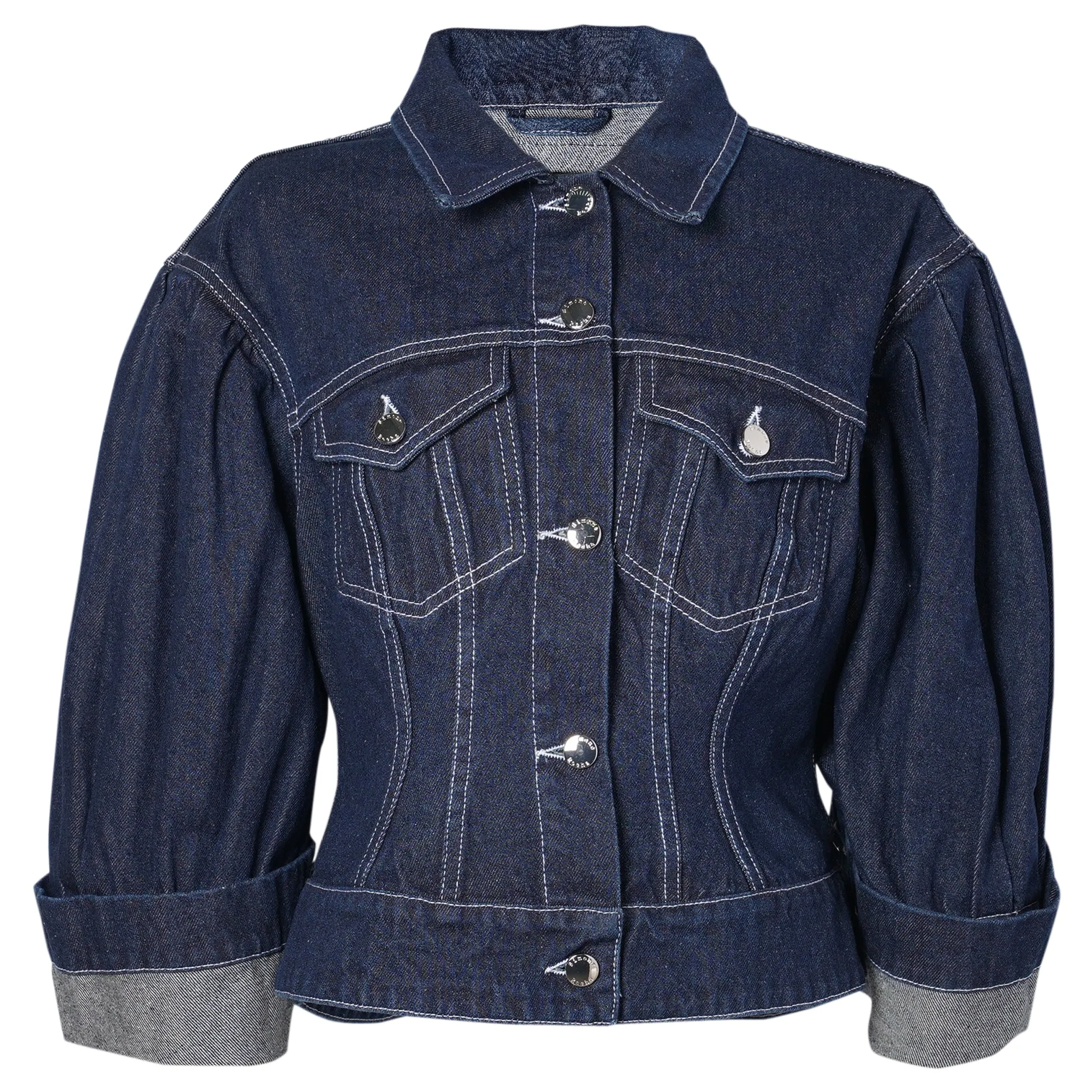 SCULPTED CROPPED DENIM JACKET / INDIGO