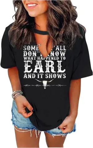 Sexy V Neck T Shirts for Women Tie Dye Hollow Out Blouse Tops Summer Loose Casual Shirt Country Music Graphic Tee Shirts