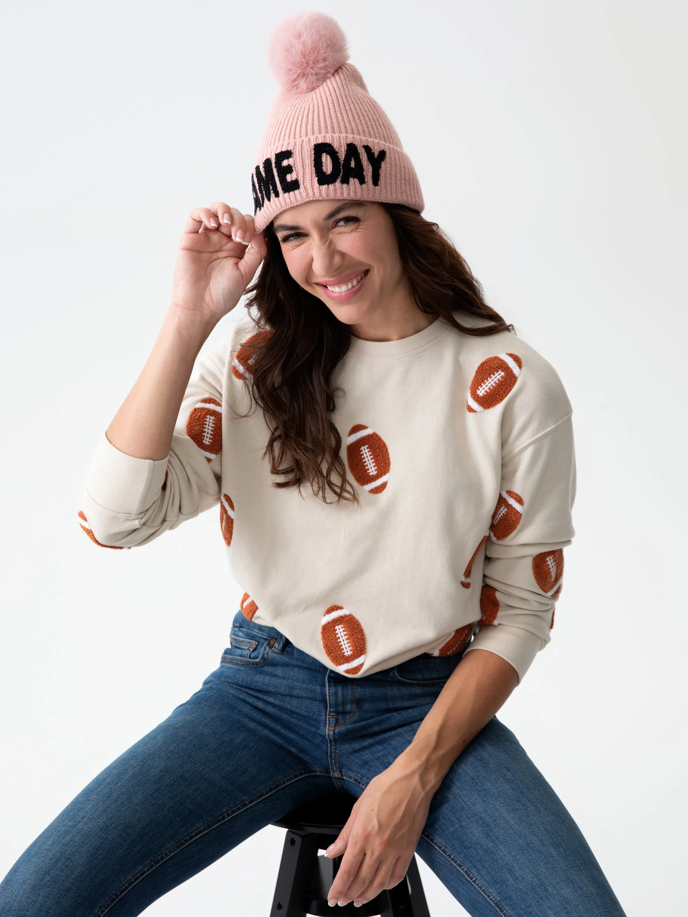 Shiraleah "Game Day" Beanie, Blush