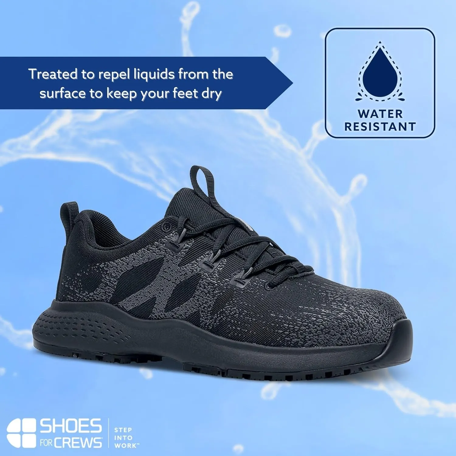 Shoes for Crews Heather II, Women's Nano Composite Toe (NCT) Work Shoes, Slip Resistant, Water Resistant, Black, Size 9