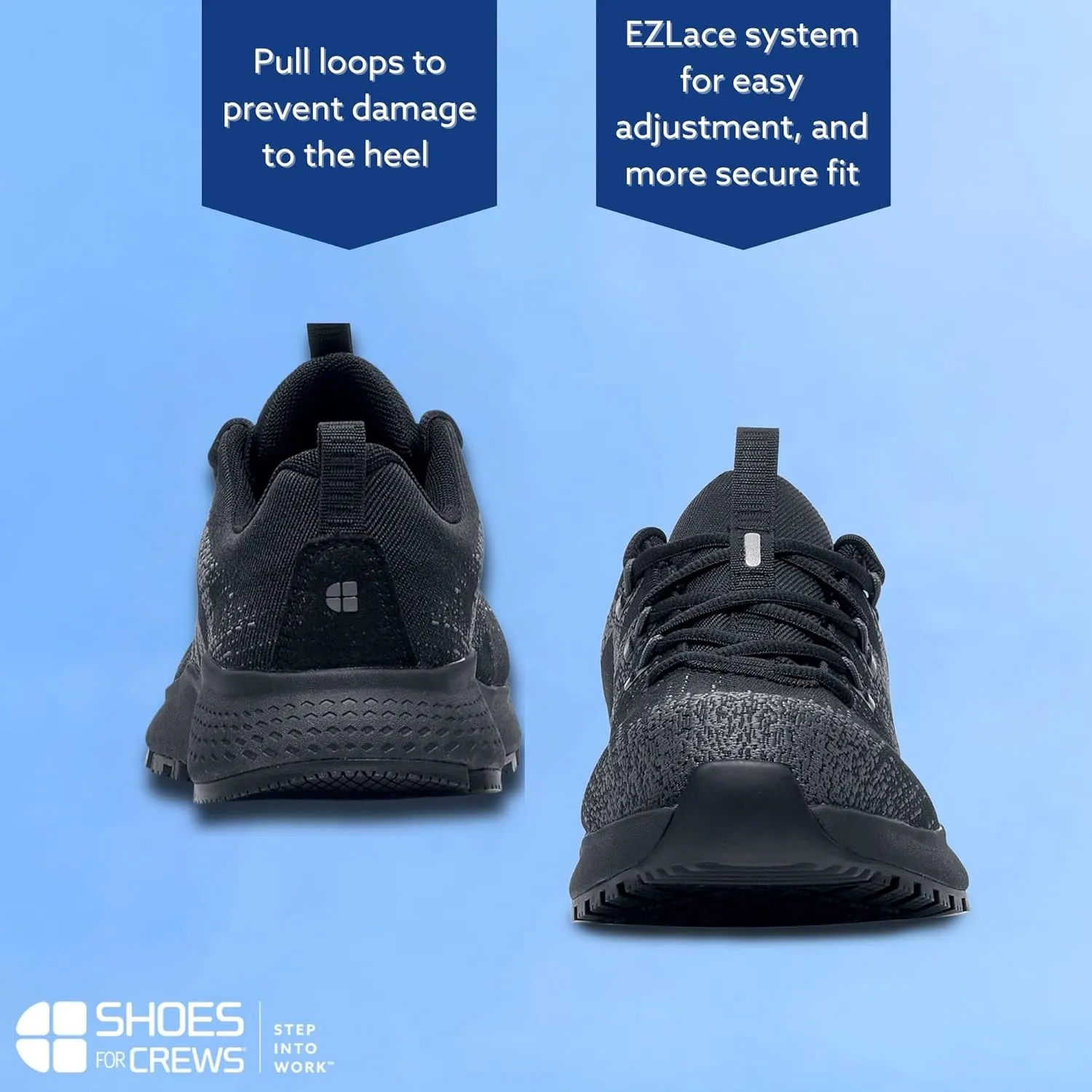 Shoes for Crews Heather II, Women's Nano Composite Toe (NCT) Work Shoes, Slip Resistant, Water Resistant, Black, Size 9